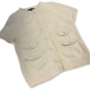 Gap Women's Cream short sleeve snap front sweater size Medium